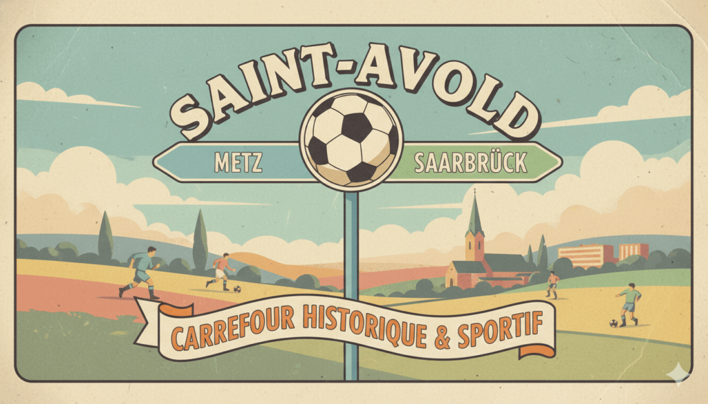 affiche montrant un ballon de football avec un panneau de Saint Avold